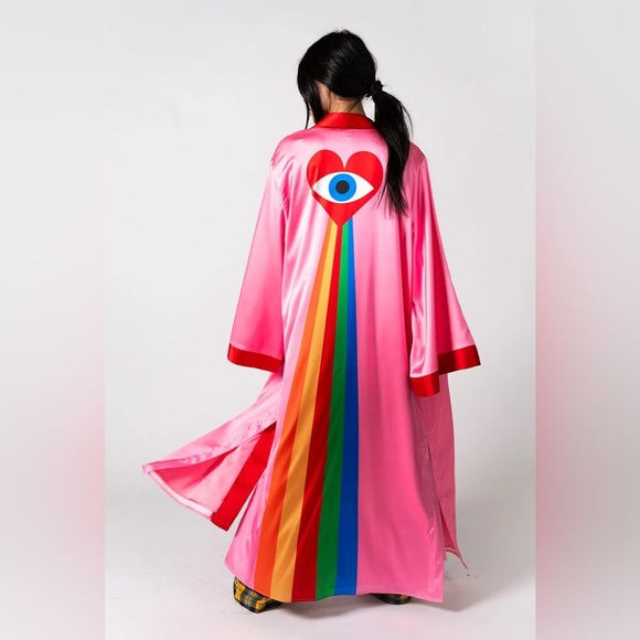 Dressed in LALA Other - New Dressed in Lala mystic mama satin kimono duster robe